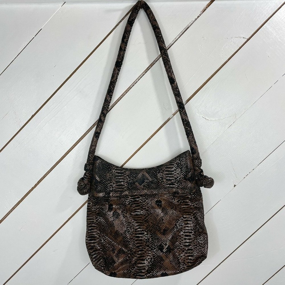 Basik Women Brown Snake Print Leather Lined Inner